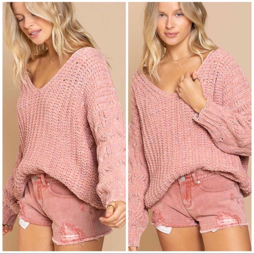 The MARILYN Marled Deep V Sweater - Picture 5 of 9